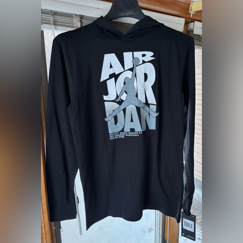 Jordan Black Long Sleeve Tee with White Logo